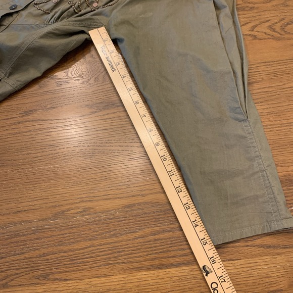 Vtg Jon Wesley Western Army Green Jumpsuit 1980s Women's Sz 8 Rockabilly - Picture 14 of 16